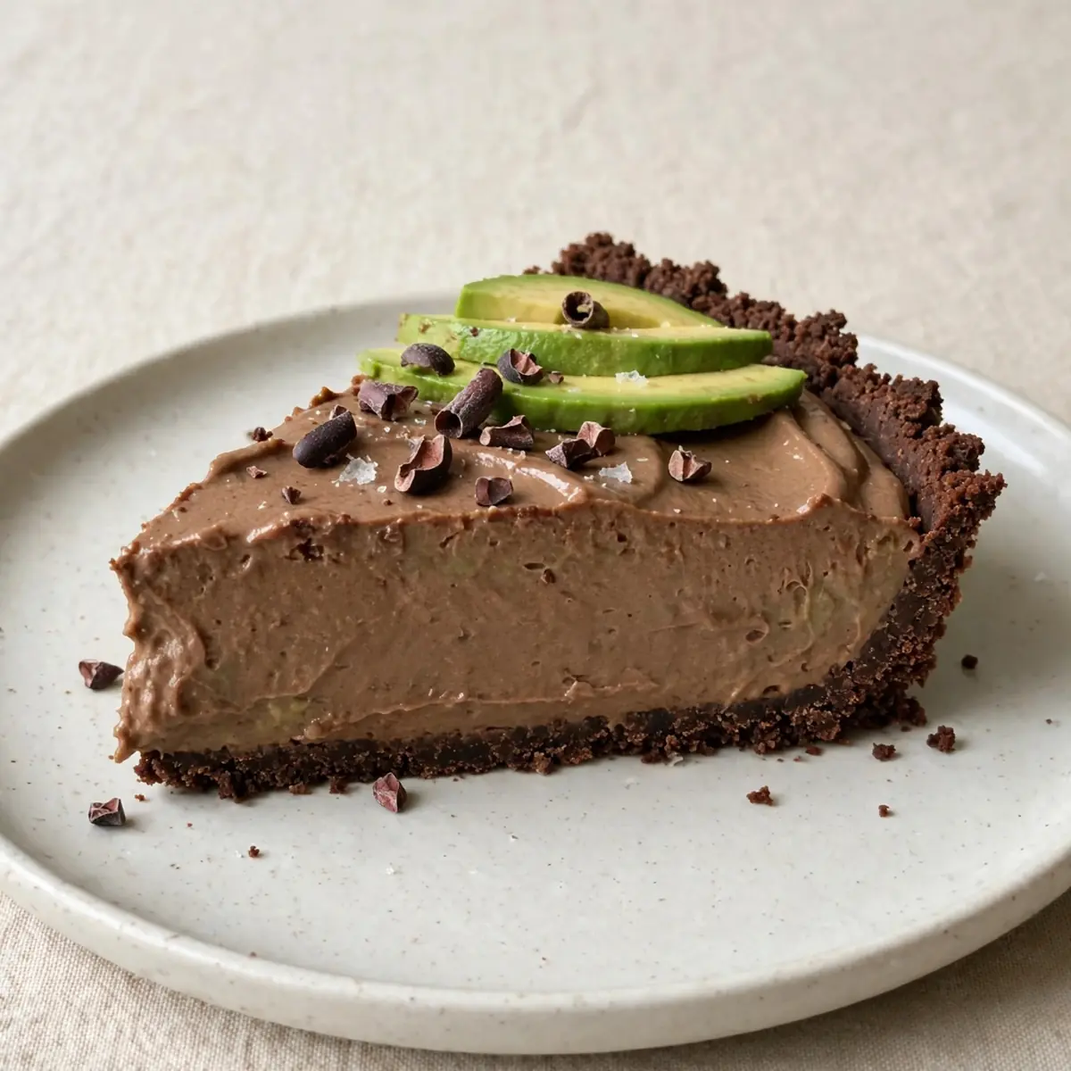 No Bake Chocolate Avocado Mousse Tart