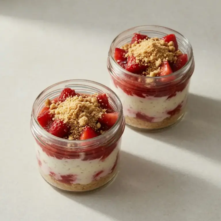 No Bake Strawberry Cheesecake Pots