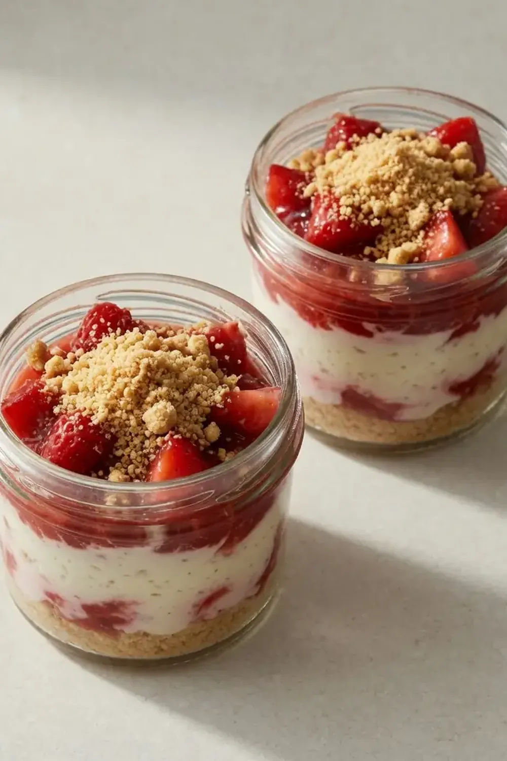 no bake strawberry cheesecake pots