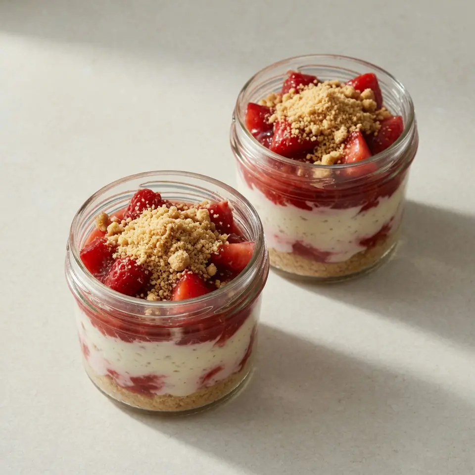 No Bake Strawberry Cheesecake Pots
